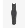 Good American Crystal High Neck Dress In Black001