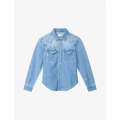 Good American Womens Light Blue (2) Dolly's Joleans Slim-fit Denim Shirt