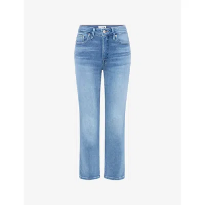 Good American Womens Indigo1194 Dolly's Joleans Straight-leg Mid-rise Denim Jeans In Blue
