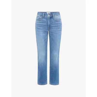 Good American Womens Indigo1194 Dolly's Joleans Straight-leg Mid-rise Stretch-denim Jeans In Blue