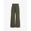 GOOD AMERICAN WOMENS GOOD AMERICAN GOOD EASE FLARED WIDE-LEG MID-RISE COTTON-BLEND TROUSERS