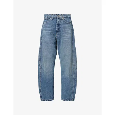 Good American Womens Indigo966 Good Extreme Barrel Balloon-leg Denim-blend Jeans