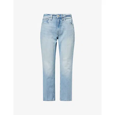 Good American Womens Indigo1137 Good Icon Straight Ankle Cotton-blend Jeans In Blue