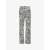 Good American Womens Cloud White Zebra002 Good Icon Straight-leg Stretch-denim Blend Jeans In Black