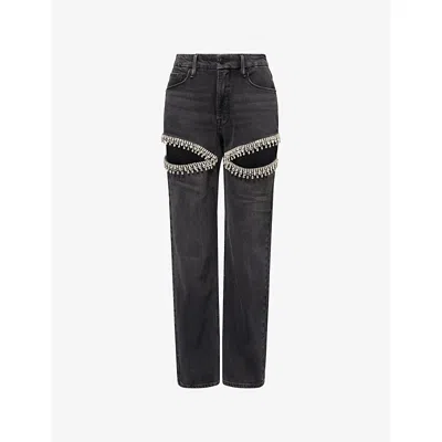 GOOD AMERICAN WOMENS GOOD ICON STRAIGHT-LEG STRETCH-DENIM JEANS BLACK376