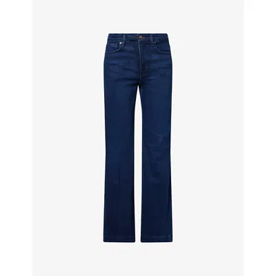 Good American Womens  Good Legs Flared Compress Stretch-denim Jeans