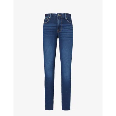 Good American Womens Blue866 Good Legs Skinny-leg Mid-rise Cropped Stretch-denim Jeans