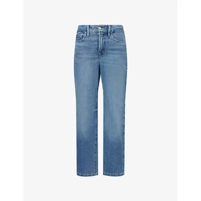 Good American Womens Indigo1012 Good Legs Straight Stretch-denim Blend Jeans