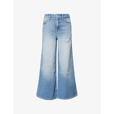 Good American Womens Indigo958 Good Skate Crop-leg Stretch-denim Blend Jeans