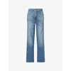 Good American Womens Indigo1142 Good Skate Wide-leg Denim Jeans In Blue