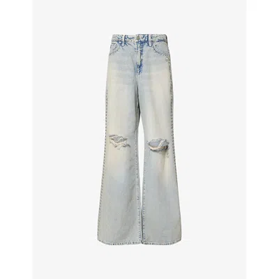 Good American Womens Good Standard Ease Stud-embellished Denim-blend Jeans Indigo784