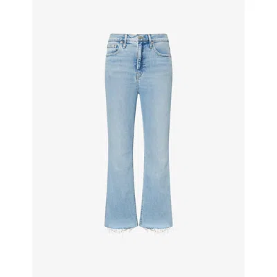 GOOD AMERICAN WOMENS INDIGO954 GOOD STANDARD KICK FLARE STRETCH-DENIM JEANS