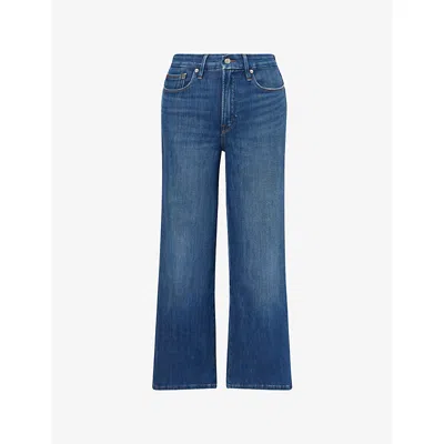 Good American Womens Indigo977 Good Waist Palazzo Crop-leg Stretch-denim Blend Jeans In Blue