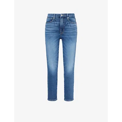 Good American Womens Indigo326 Good Waist Slim-leg High-rise Stretch-denim Jeans