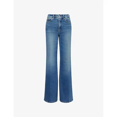 Good American Womens Indigo986 High-rise Palazzo Cotton-blend Denim In Black