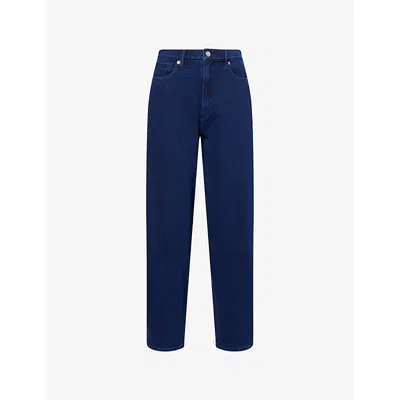 Good American Womens Indigo1029 Jeanius Tapered-leg Denim Jeans In Blue