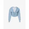 Good American Cotton Jeanius Zip-up Cropped Hoodie In Blue