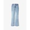 Shop Good American Womens Palazzo Faded-wash Wide-leg High-rise Stretch-denim Blend Jeans Indigo746