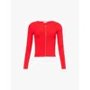 Good American Womens Grenadine003 Ribbed Slim-fit Knit Cardigan