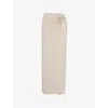 Good American Womens Ruched Mid-waist Stretch-woven Maxi Skirt Mushroom006