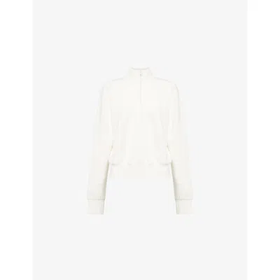Good American Womens Scuba High-neck Stretch-woven Sweatshirt Cloud White001