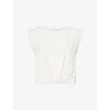 Good American Womens Cloud White001 Sleeveless Puffball Cotton And Linen Top Xs