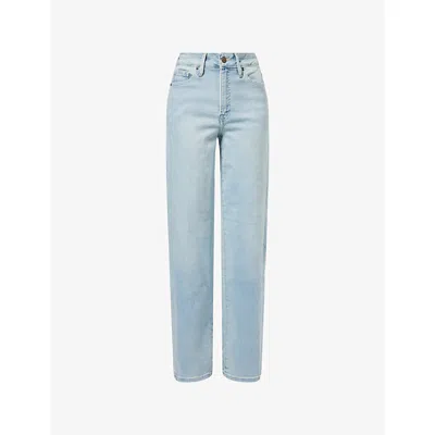 Good American Womens Indigo1130 Soft Good True Straight-leg Denim Jeans In Blue