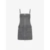 Good American Womens Suiting Pinstripe001 Soft Stretch Ponte Pinstripe Stretch-woven Mini Dress In Gray