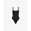 Good American Womens Black001 Sweetheart-neckline Stretch-woven Bodysuit