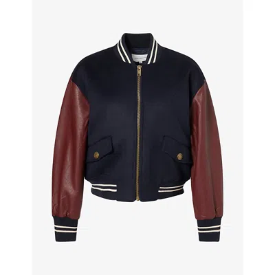 Good American Womens  Team Embroidered Wool-blend Varsity Jacket In Multi