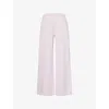 GOOD AMERICAN WOMENS WASHED COTTON CANDY PINK TWO-SLIP-POCKETS BRUSHED-INTERIOR WIDE-LEG HIGH-RISE COTTON-BLEND JO
