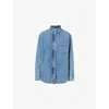 Good American Womens Uniform Curved-hem Denim Shirt Indigo762 In Indigo762