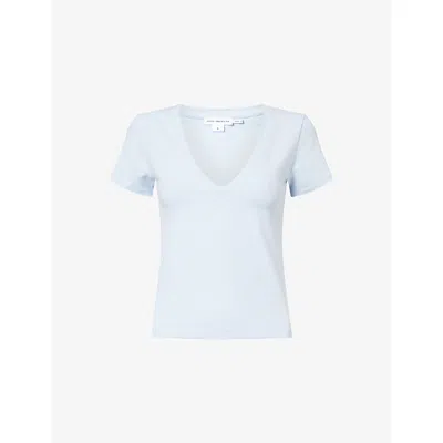 Good American Womens  V-neck Short-sleeves Stretch-cotton T-shirt In Blue