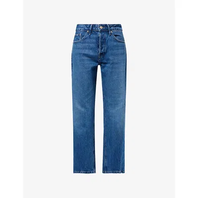 Good American Womens Indigo1222 Vintage Straight-leg Denim Jeans In Blue