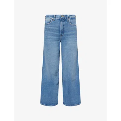 Good American Womens Blue541 Good Skate Crop-leg Stretch-denim Blend Jeans