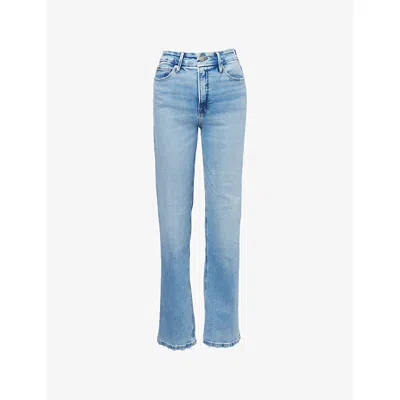 Good American Womens Indigo1073 Light Good True Straight-leg Stretch-denim Blend Jeans In Blue