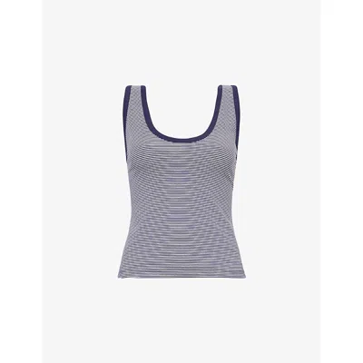 Good American Womens Horizon Stripe Ringer Pinstripe Stretch-cotton Tank Top