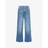 Good American Womens Indigo1005 Good Skate Crop Wide-leg Stretch-denim Blend Jeans In Blue