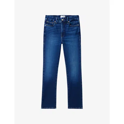 Good American Womens Indigo1080 Dolly's Joleans Straight-leg Stretch-denim Jeans In Blue