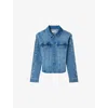 Good American Womens Indigo1089 Dolly's Joleans Crystal-embellished Stretch-denim Jacket In Blue