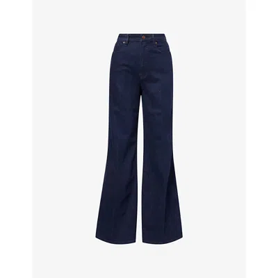 Good American Womens Indigo1153 Good Waist Wide-leg Denim Jeans In Blue