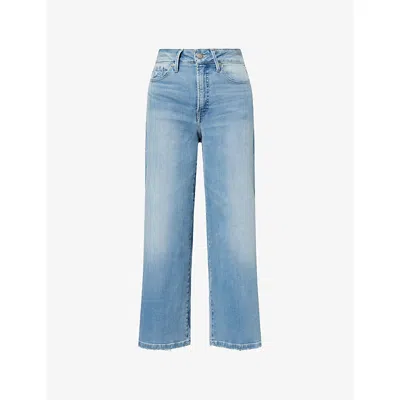 Good American Womens Indigo1225 Good Waist Palazzo Crop Stretch-denim Jeans In Blue