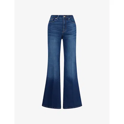 Good American Womens Indigo1229 Good Legs Flared Stretch-denim Jeans In Blue