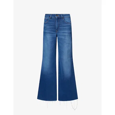 Good American Womens Indigo1233 Soft Tech Good Waist Palazzo Stretch-denim Ankle Jeans In Multi