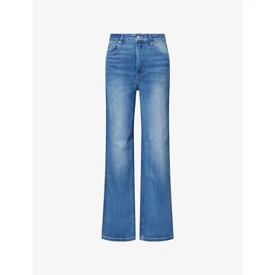 Good American Womens Indigo1243 Good True Straight-leg Stretch-denim Jeans In Blue