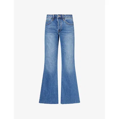 Good American Womens Indigo1287 Vintage Low Relaxed Flare-leg Denim Jeans In Blue
