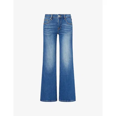 Good American Womens Indigo1290 Low-rise Bootcut Denim Jeans In Blue
