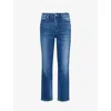 Good American Womens Indigo271 Contrast-stitch Straight-leg High-rise Stretch-recycled Denim Jeans In Indigo271
