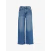 Good American Womens Good Waist Palazzo Crop-wide-leg High-rise Stretch-denim Blend Jeans Indigo338 In Indigo338