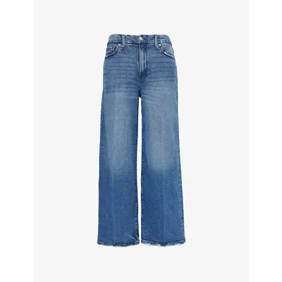 Good American Womens Good Waist Palazzo Crop-wide-leg High-rise Stretch-denim Blend Jeans Indigo338
